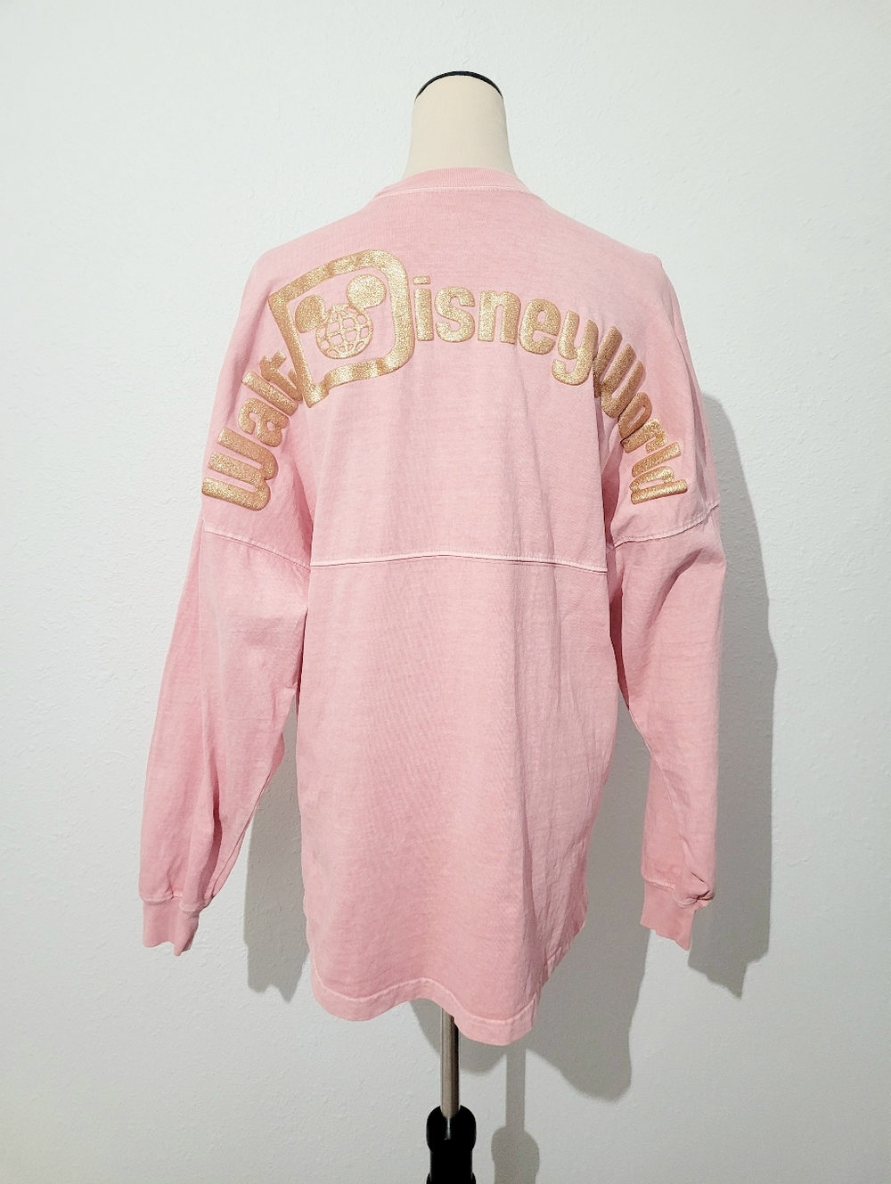 Disney Spirit Jersey Pink Oversized Shirt Women’s Small Gold Glitter Walt Disney - Picture 5 of 13